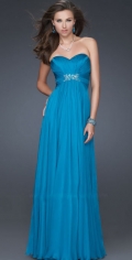 Sweetheart Neckline With Beadings Side Draped Floor Length Chiffon Elegant Evening Dress