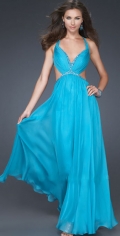 Bright Beading And Ruched Halter Chiffon Evening Dress