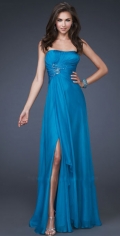 A Line Simple Pleated And Beadings Scalloped-Edge Neckline Evening Dress