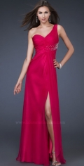 Vintage A Line Column Style One Side Shoulder Furcation Evening Dress