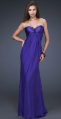 Purple Sweetheart With Beadings Strapless Dropped Elegant Evening Dress