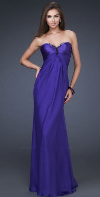 Purple Sweetheart With Beadings Strapless Dropped Elegant Evening Dress