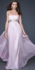 Scalloped-Edge Neckline Strapless Side Draped With Appliques Elegant Evening Dress