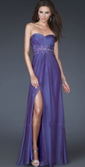 Breezy Appliques Waist Straps Sweetheart Chiffon Seperation Evening Dress