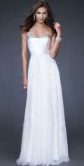 A Line Column Strapless With Half Sequins Sweetheart Dropped Chiffon Evening Dress