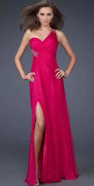 One Side Shoulder And Sweetheart Neckline Long Evening Dress