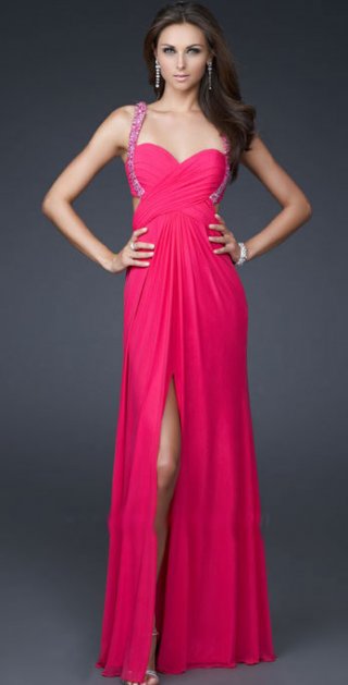 Beading Border Halter And Sweetheart Neckline With A Furcation Evening Dress