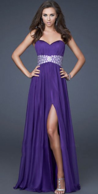 Sassy Purple Sweetheart Neckline With Appliques Waistband Evening Dress