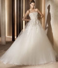 New Style A-line Flat Small Flowers Organza Sweep Wedding Dress