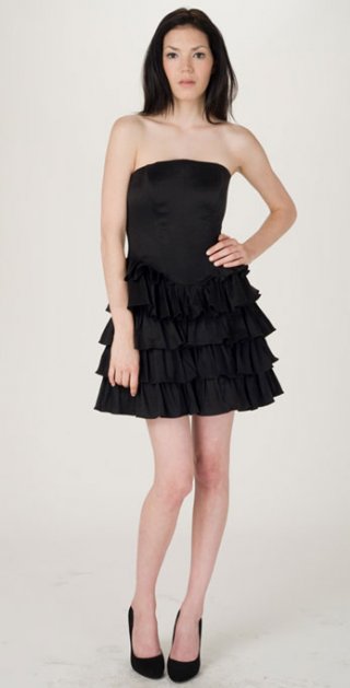 Scoop Neckline With Multi Layers And Ruched Short Party Skirt