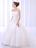 2012 pure white Strapless Embroider bodice organza Cheap ball gown Wedding Dress