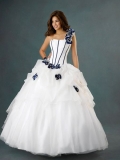 New Style One volume Flower Strap Mulit-layer organza Cheap fashion Design Ball Gown/ Prom Dress