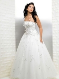 Lovely/ Princess White Embroider Cheap A-line fashion sequin fabric Design Strapless ball gown/ Prom Dress