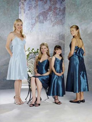 Blue Spagetti Straps V-neck Bowknot tea length Junior Bridesmaid Dress