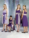 New Hot style Grape Square Sash Ruffles empire Junior Bridesmaid Dress