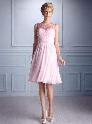 Short Sexy Pink Chiffon Alluring Tempting Evening Dress/ Cocktail Dress(MBS-0003)