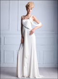 White Multi Layers Ruched Floor Length Chiffon Evening Dress(MBS-0008)
