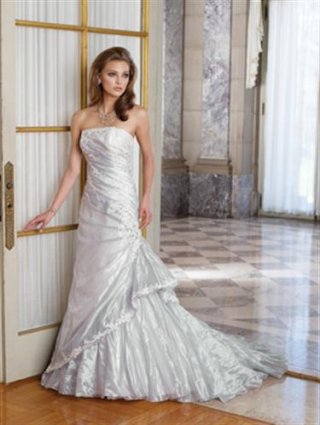 New Style Affordable A-line Taffeta Wrinkle Style Applique Mermaid Wedding Dress