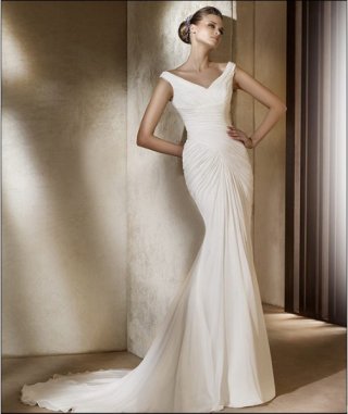 Best design Off The Shoulder Wrinked chiffon Mermaid Wedding Dress