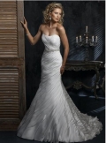 Strapless white vogue organza Wrinked Mermaid Wedding Dress New Style