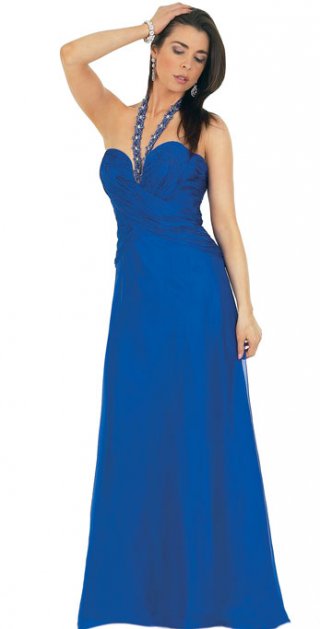 A Sheath With A Beading Halter And Ruched Sweetheart Neckline Evening Dress