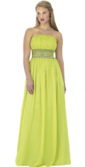 Chubby Flat Neckline Strapless Ruched Tulle Over Taffeta Evening Dress With Waist Beadings
