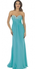 A Line Light Blue Sequins And Pleated Sweetheart neckline Strapless Evening / Party Dress