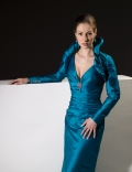 Blue V-neck Pleated Cheap sexy fashion Design Mother of Groom and Bride Dress Hot Sale