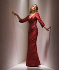 Sheath/ Bodice/ Mermaid Long Sleeves V-neck Red Mother of Groom and Bride Dress.