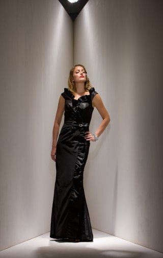 Modest New Style Black Plicated Neckline Mother of Groom and Bride Dress