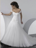 Prefect Off The Shoulder Embroider bodice and tulle skirt Mermaid Ball Wedding Dress