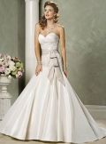 Charming Sweetheart Embroider bodice with sash Strapless white Mermaid Wedding Gown