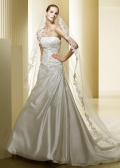 Discount Strapless Embroider Pleated Long Length taffeta Mermaid Wedding Gown