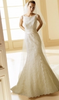 Gorgeous Cheap Lacing Embroider Applique with sash Mermaid Wedding Gown