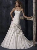 Impression Strapless white Pleated Mermaid Wedding Gown