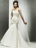 Cheap slim Strapless Embroider lace Mermaid bridal Wedding Gown