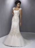 Cheap Elegant lace Embroider cap straps Mermaid Wedding Gown