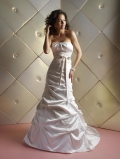 Unusual Strapless Pleated skirt with sash at waist Mermaid Wedding Gown