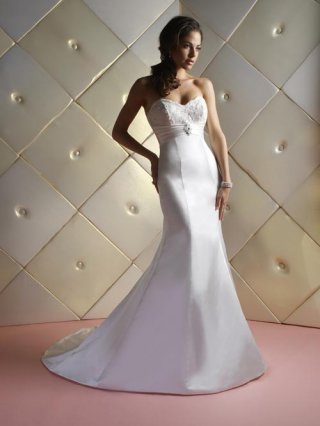 Cheap simple Strapless Sweetheart Embroider Satin Mermaid Wedding Gown