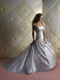 Cheap simple Strapless Satin Pleated Mermaid Wedding Gown under 150