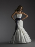 Cheap simple Sweetheart Strapless Sash taffeta Mermaid Wedding Gown