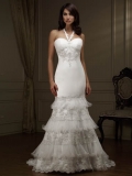 Discount Charming Sweetheart Applique Layers Halter Princess Mermaid Wedding Gown