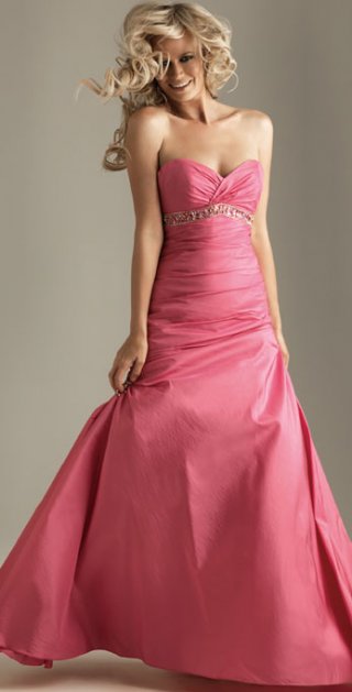 Pink Beading Sweetheart Inclined Traped Taffeta Prom / Evening Dress