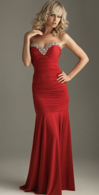 Style Mermaid Red Sexy Sweetheart Long Length Ruffles Elegant Evening Dress/ Cocktail Dress