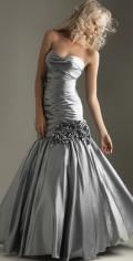 A-line Sweetheart Taffeta Crinkle Flower Waistband Side Draped Pick Up Prom Dress
