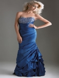 Unique Glamorous Pleated Mermaid Cheap Design Beads Working Prom Dress