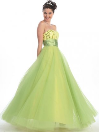 Discount Empire Waist Aqua Strapless A-line organza Design floor length Prom Dress