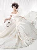 Popular Wholesale New Style Off-the-Shoulder Beading Embroidery Empire Waist bridal Wedding Dress