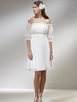 Cheap summer Wholesale New Style Off-The-Shoulder soft Chiffon Wedding Dress