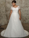 2012 Wholesale New style White A line Off The Shoulder Sweetheart Organza & Satin Cheap Wedding Dress